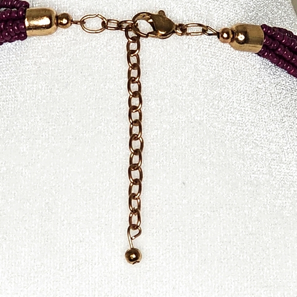 Coral Pink Gray Multiple Strands Beaded Necklace - Picture 7 of 7